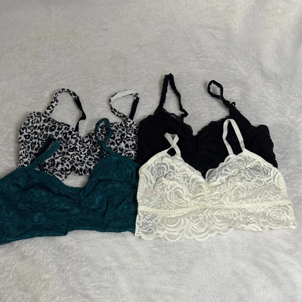 PINK Victoria's Secret Lace Bralette Collection - Black, White, Teal, Leopard - Picture 1 of 1